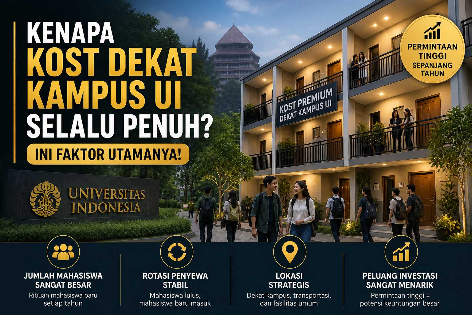 Kost dekat Kampus UI selalu penuh karena permintaan tinggi mahasiswa